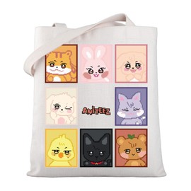 WSNANG K-Pop Group Aniteez Gift K-Pop Group Members Canvas Tote Bag K-Pop Music Fans Reusable Grocery Bag K-POP Merch (CA Anitee TB)