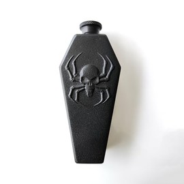 CNFLASK Black Powder Coat Spider Skeleton Embossed Hexagon Coffin Flask 304 Stainless Steel 3.5oz Coffin Shaped Hip Flask With Funnel