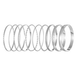 HUASAI Fashion Rhinestone Bracelets Sets Chunky Silver Bracelets for Women Stackable Bracelets Wrap Bangle Adjustable Bracelet Christmas Gifts for Women (Silver), Leather, No gemstone