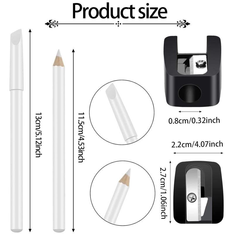 Maitys 2 Pieces White Nail Pencil and Pencil Sharpener Set,