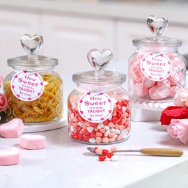 Suclain 3 Set 22 oz Clear Glass Jars Heart Valentines Glass Container with Cute Heart Shaped Lids Set Valentines Day Gift Food Storage Glass Jars Cookie Jar Candy Jar for Party Kitchen and Dining Room