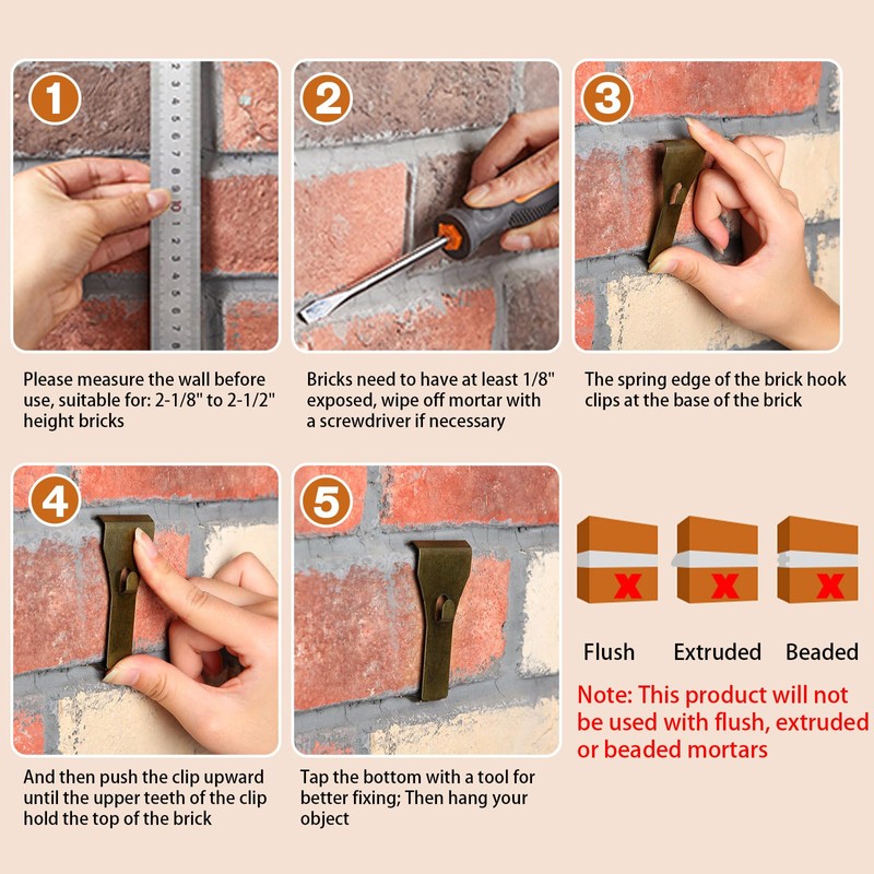 Ripeng 16 Pieces Brick Wall Clips and Hooks for Hanging
