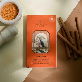 Samskara Chandan Dhoop Sticks - Set of 10 | Premium Natural Sandalwood Incense for Meditation, Yoga, and Relaxation | Handcrafted Herbal Aromatic Fragrance for Spiritual Tranquility and Calmness