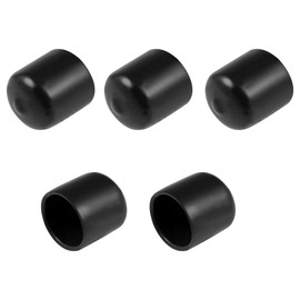 sourcing map 5pcs Rubber End Caps 21mm ID Vinyl Round Tube Bolt Cap Cover Screw Thread Protectors Black