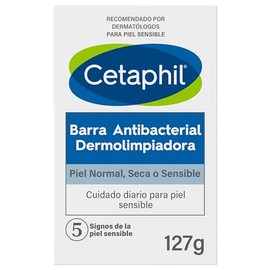 CETAPHIL Barra Antibacterial Dermolimpiadora 1 pz 127 g Elimina El 99 de las Bacterias Recomendada por Dermatlogos para Piel Sensible                 