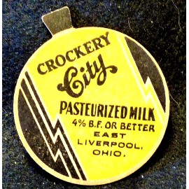 CROCKERY CITY - EAST LIVERPOOL, OHIO - PASTEURIZED MILK  -Milk BOTTLE CAP - 42mm