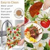 6 Pcs Placemats,Red Strawberry Placemats,Leaves Flower Table Mats Washable Recyclable
