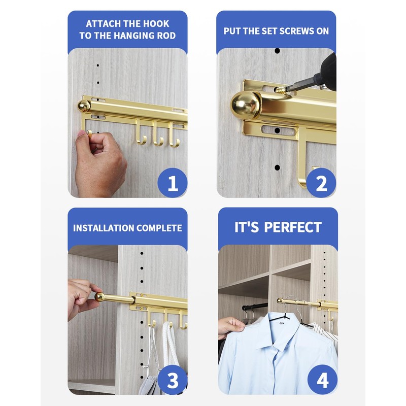 BaiNong 12 inch Valet Rod for Closet Pull Out Closet
