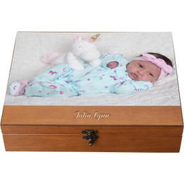 WE Games Custom Color Image Engraved Wooden Treasure Box with Lid & Brass Latch - Redwood Finish