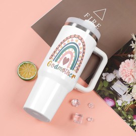 Godmother Gift, Godmother Proposal Gift for Godmother God Mom from Godchild, Rainbow Godmother 40 Oz Tumbler with Handle