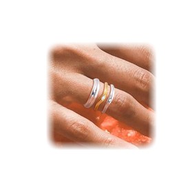 PABBEU 3PC Silver Gold Stacking Rings Chunky Gold Ring Hypoallergenic 14KGold Plated Rings Cubic Zirconia SilverRings Set Thumb Ring for Women Gifts