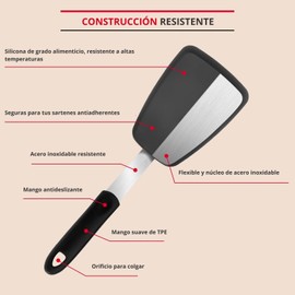 U Chef Set de 2 Espátulas de Silicona Flexible Resistentes al Calor, Utensilios de Cocina Antiadherentes, Espátulas Flexibles, Accesorios para Cocina, Ideales para Voltear Huevos, Hamburguesas, Crepas