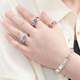 Strawberry Cute Stainless Steel Italian Link Charms Compatible With Nomination Bracelet for Women Men Unisex Italy Style 1Pcs 9mm Red Enamel Fashion Fruit Accessories Jewelry Gifts