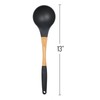 Beille Grey Nylon Ladle with Soft Grip Ergonomic Wooden Handle