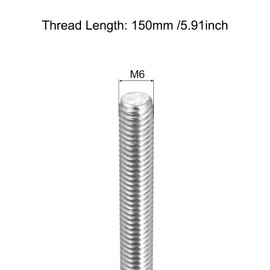 sourcing map Fully Threaded Rod M6 x 150mm 1mm Thread Pitch 304 Stainless Steel Right Hand Threaded Rods Bar Studs 2 Pack