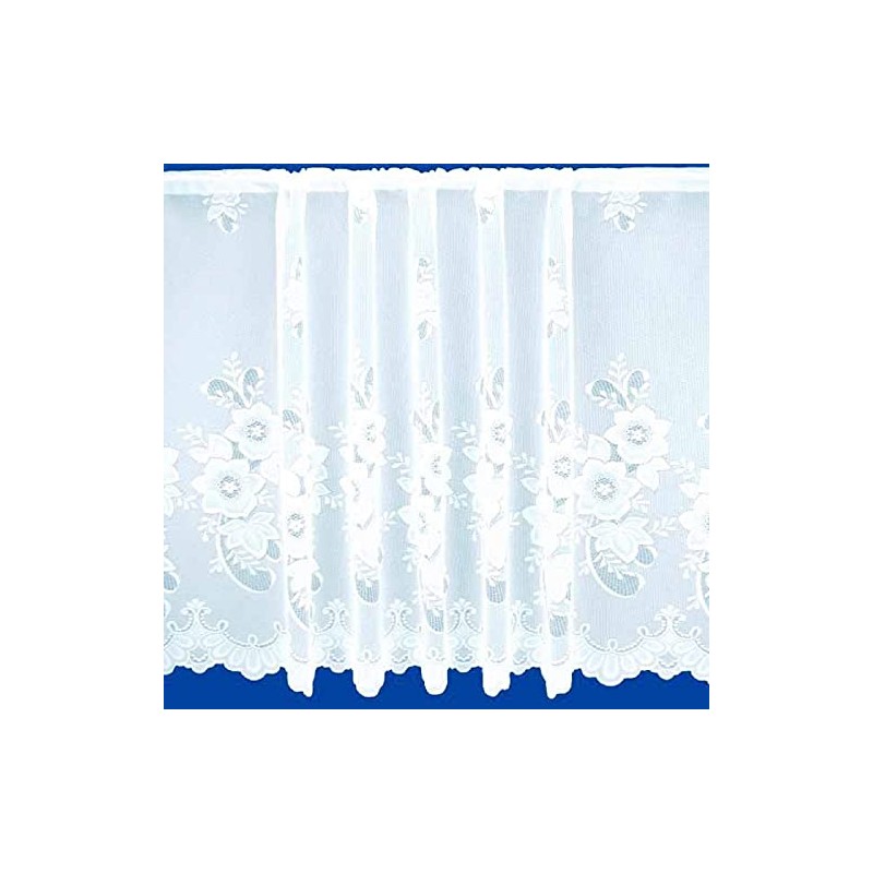 Maple Textiles Luxury Brilliant White Meghan Floral Patterned Net Curtain