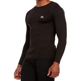 Russell Athletic Men's Long-Sleeve Compression Top Lightweight Compression Shirts for Men Running Athletic Workout, Black, Large