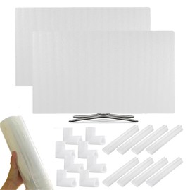 MZSPLENDIDY 2 Pack Foam Flat Screen TV Covers Fits up to 55''-75'' W TV Display Screen, TV Moving Cushioning Foam Set with 16 Pcs Moving F oam Corner Edge Protectors and 4 Fixing Straps