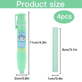 Cisixin 4 Pieces Retractable Erasers, Eraser Pen Holder with 4 Replacement Erasers, Eraser Set Click Eraser Pen Retractable for Children, Students, Writing