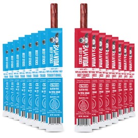 BAJA Jerky Beef Sticks Variety Pack - Meat Sticks, Snack Packs, Individually Wrapped, Healthy Jerky, Spicy Sticks, High Protein, All Natural Beef - Traditional & Hot Sauce, 1 Oz Sticks (8 Each)