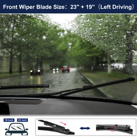 X AUTOHAUX 1 Pair 23" 19" Coating Silicone Front Windshield Wiper Blade Replacement Pair Set for Jaguar XF 2007-2015 Pinch-Tab Not J/U Hook