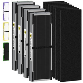 Pulluty FLT4825SM HEPA Smoke Clear Filter B Replacement Compatible with G-Guardian Air Purifiers AC4825 AC4825E AC4825W AC4300 AC4800 AC4900 AC4850,4 H13 True HEPA Filters+8 Carbon Pre-Filters