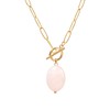 TaYolnFaSo Rose Quartz Necklaces Paperclip Toggle Pendant for Women Gold