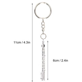 Flute Design Keyring Musical Instrument Ornament Silver Colour for Wallet, Backpack, Crafts, Key Ring, Phone Charm Bag Decor