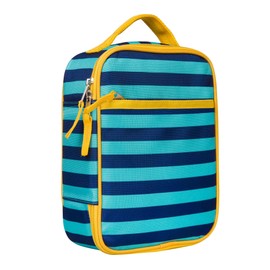 Wildkin ECO rPET Original Lunch Bag for Boys and Girls, Perfect for Elementary Stylish Reusable Lunch Bag, Insulated with Mesh Pocket, Keep Your Food Fresh for School & Travel - Blue Stripes