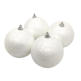 DARO DEKO Christmas Baubles with Glitter Diameter 8 cm Pack of 4 White