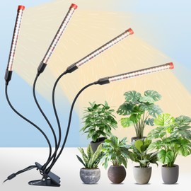 4-Head Clip Grow Lights for Indoor Plants 36W, FECiDA 2024 LED Plant Grow Light for Houseplants, Bonsai, Pot Plant, Full Spectrum Growing Lamp with 4,8,12 Hr Timer and 360° Gooseneck