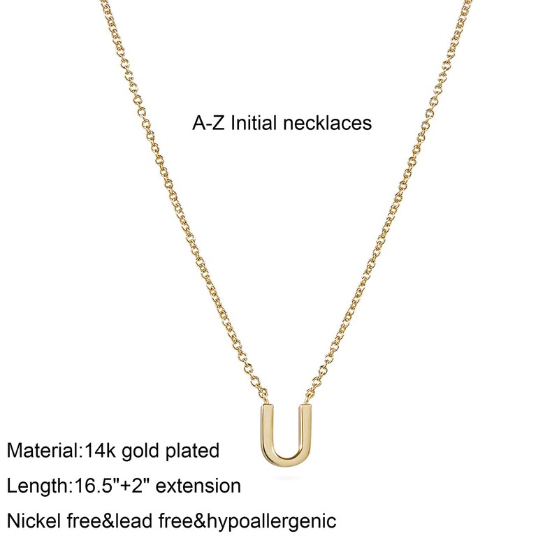 Fwlisesa Letter Necklace for Women, Dainty Gold Initial Necklaces 14k