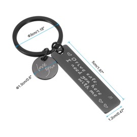 PATIKIL Drive Safe Love You Keychain, 1 Set Letter M Charm I Need You Here with Me Custom Keychains with Gift Box for Him Men Christmas Valentines Day Gifts, Black
