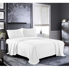 Bed Sheets - Twin Sheet Set [4-Piece, White] - Hotel Luxury 1800 Brushed Microfiber - Soft and Breathable - Deep Pocket Fitted Sheet, Flat Sheet, Pillow Cases