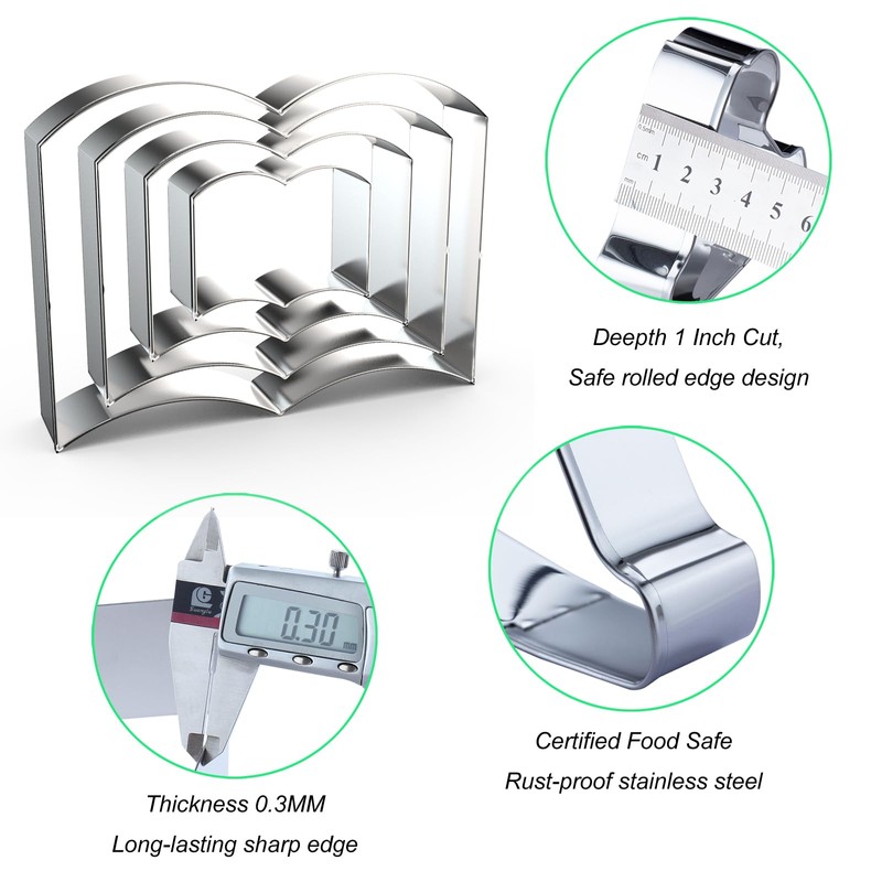 Open Book Cookie Cutter Set Assorted Sizes - 5 inch,