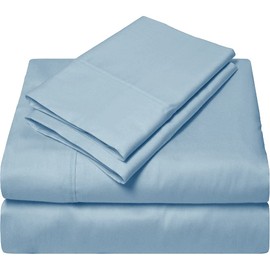 Femini Fashion Giza-Egyptian-Dreams-Set-My-Sheet-&-Pillow, 100% Giza Egyptian 1000 Thread Count Cotton, 12"-15" Deep Pockets |Queen, Light Blue Color| 4-PC Sheet Set, Soft Breathable Bedsheets