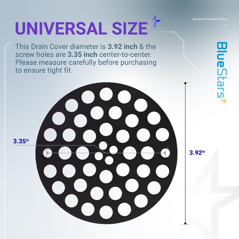 BlueStars 4” Metal Shower Strainer Drain Trim Set – Screw-in