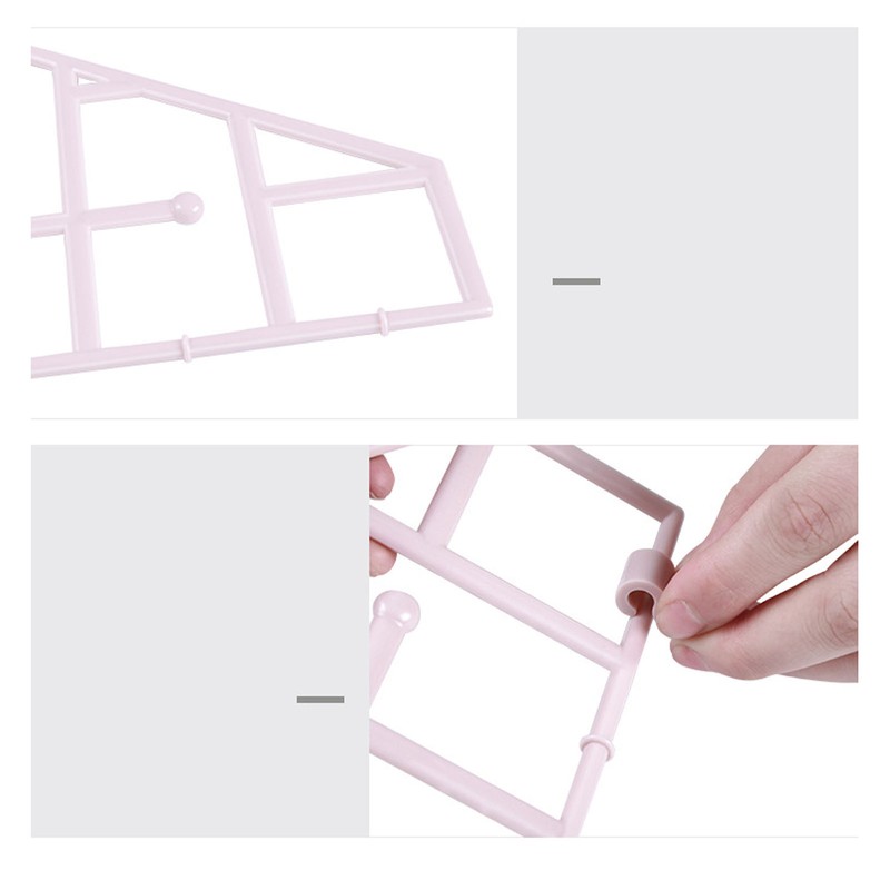 Hanging Closet Organizer 3 Tier Pink Storage Shelf Minimalist Grid