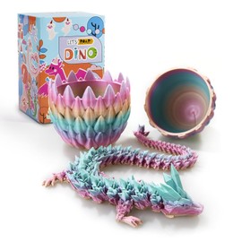 3D Printed Dragon,Dragon Eggs with Dragon Inside,12''Full Articulated Crystal Dragon,Dragon Egg,3D Printed Gifts for Children, Classroom Prizes