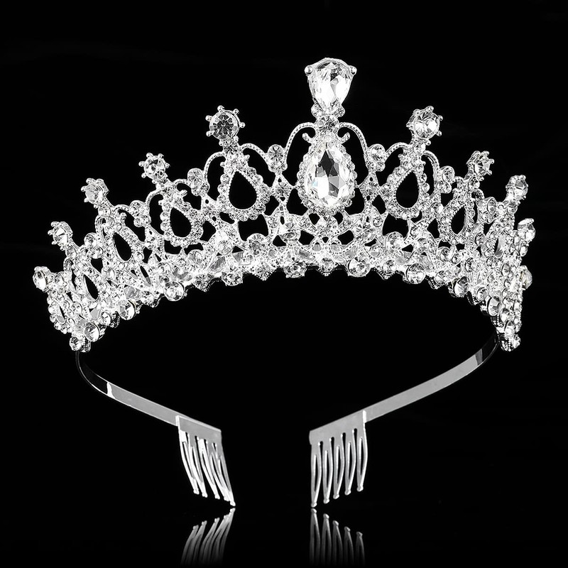 Frcolor Bridal Crystal Headband Crown Tiara with Comb for Wedding