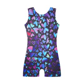 EQSJIU Maillot de gimnasia para niñas y niños, diseño de mosaico, sirena, mariposa, estrellas, leopardo, galaxia, teñido anudado, cosmos leopardo, Corazón azul, 8-9 Años