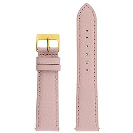 Tech Swiss Watch Band Genuine Leather Pink Quick Release Built-in Pins 18mm Gold-tone Buckle