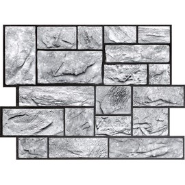 CONCORD WALLCOVERINGS ™ Sample for Display Purpose only Retro-Art 3D Wall Panels, Natural Stone Blocks in Grey, PVC, 7" x 10", 573SG