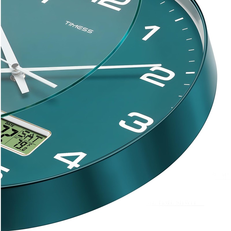TIMESS Wall Clock, 12" Dial Non-Ticking Silent Battery Operated Analog