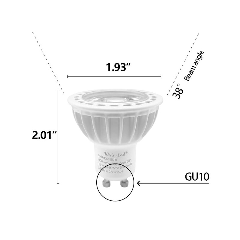 wei's-l.e.d 8W GU10 Led Bulbs, High Power, 800 Lumens, 38