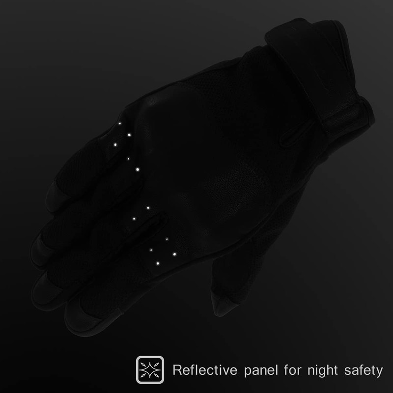Komine GK-2563 CE Protective Leather Mesh Gloves for Motorcycles, Turtle,