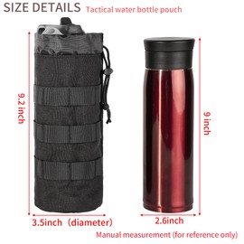bvya Tactical Molle Water Bottle Holder Pouch, Drawstring Top Closure Sports Water Bottle Pouch Carrier (Black + Khaki + Green)