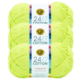 Lion Brand (3 Pack) Lion Brand Yarn 761-170J 24/7 Cotton® Yarn, Lime