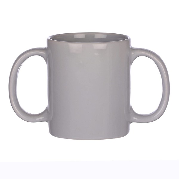HealthGoodsIn Dual Handle Mug (Double Grip Mug) to Aid Tremors, MICROWAVE SAFE, 11.83 US Fl. Oz. (350 Ml) - Gray Color