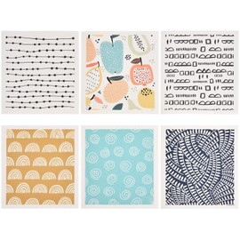 Set of 6 Kitchen Swedish Dishcloths Scandi Nordic Doodle Fruits Rainbow Cleaning Cloths Strong Absorbent and Quick Drying Dish Towels Reusable Cloths for Counter Wipes Art Deco Farmhouse